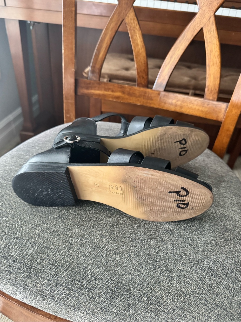 Anthropologie Pilcro Maris Fisherman Sandals 37 Black Leather Classic Cage Flats - Picture 13 of 15
